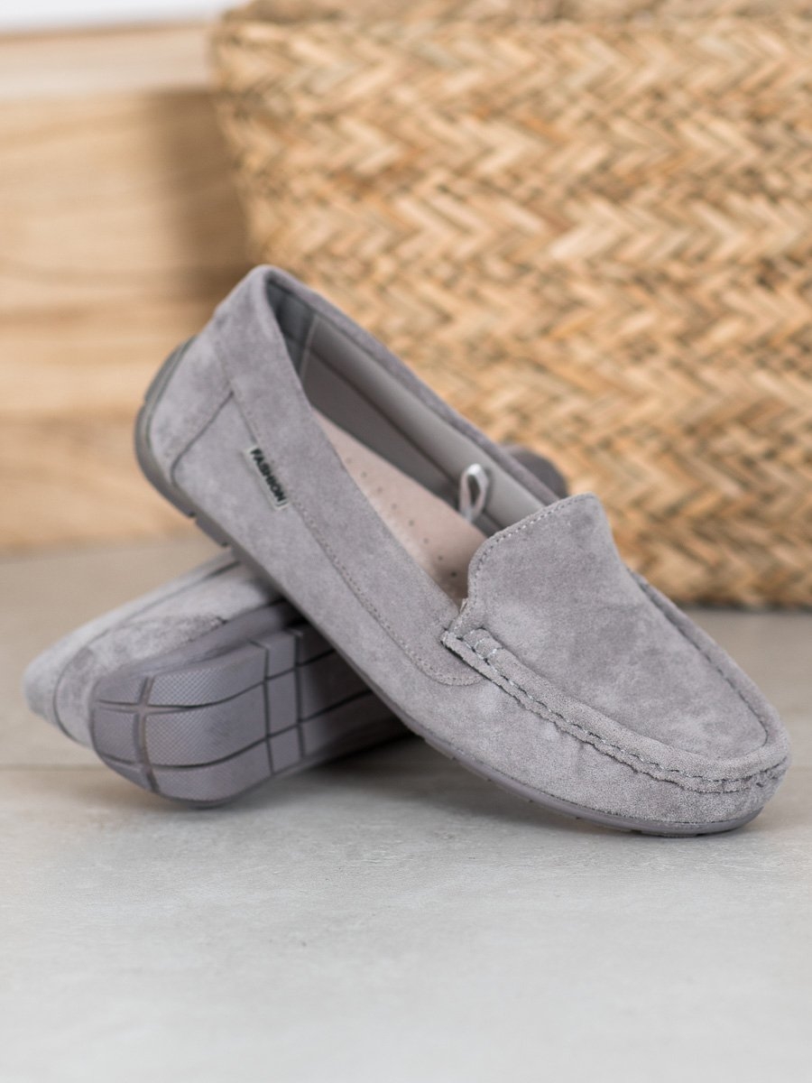 mocassin femme gris